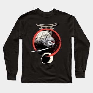 Samurai Ninja African Grey Parrot Long Sleeve T-Shirt